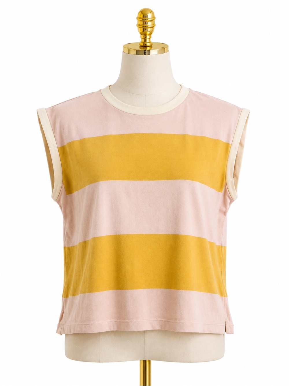 Anthropologie Sleeveless Stripe Tank Top - Pink & Mustard